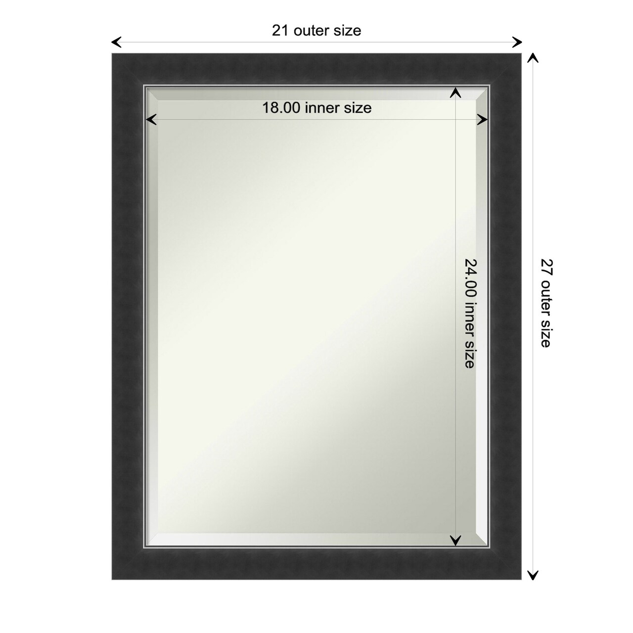Beveled Wood Bathroom Wall Mirror, Corvino Narrow Black Frame